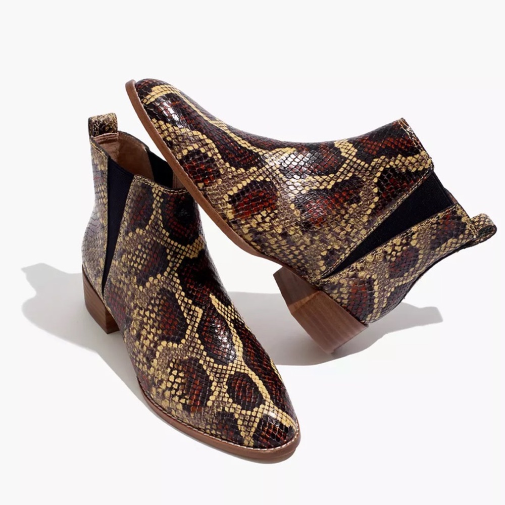 NIB Madewell Carina Boot in Snake Embossed Leather